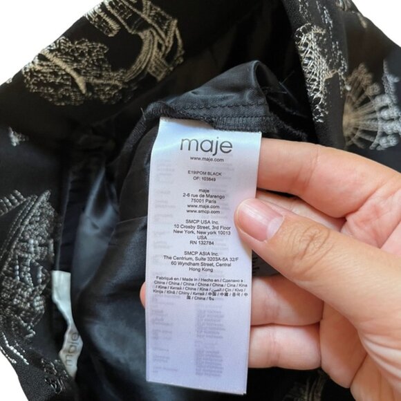 MAJE Black and White Embroidered Shorts Size XS - Picture 4 of 5